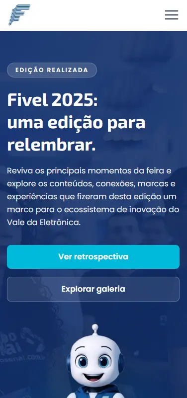 Site FIVEL 2025 exibido em celular